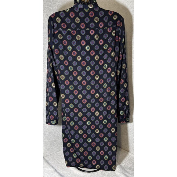 J. Crew Factory Ruffle Neck Multi Medallion Floral Fabric Button Dress Size 2 - Picture 2 of 9